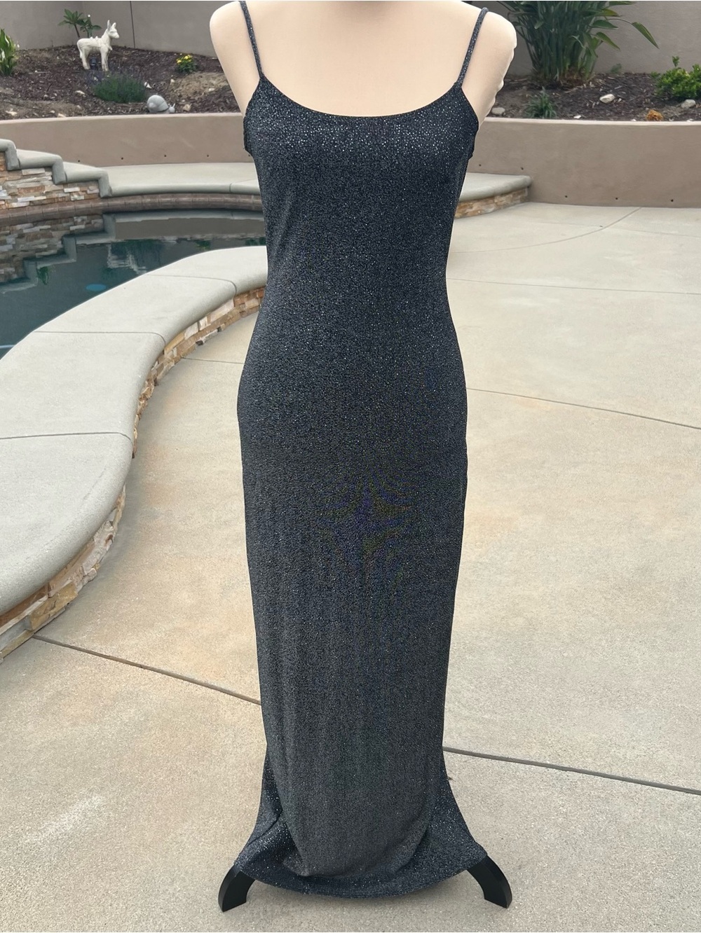 Vintage Y2K Jump Metallic Shimmer Open Back Maxi Gown Dress Size 9/10